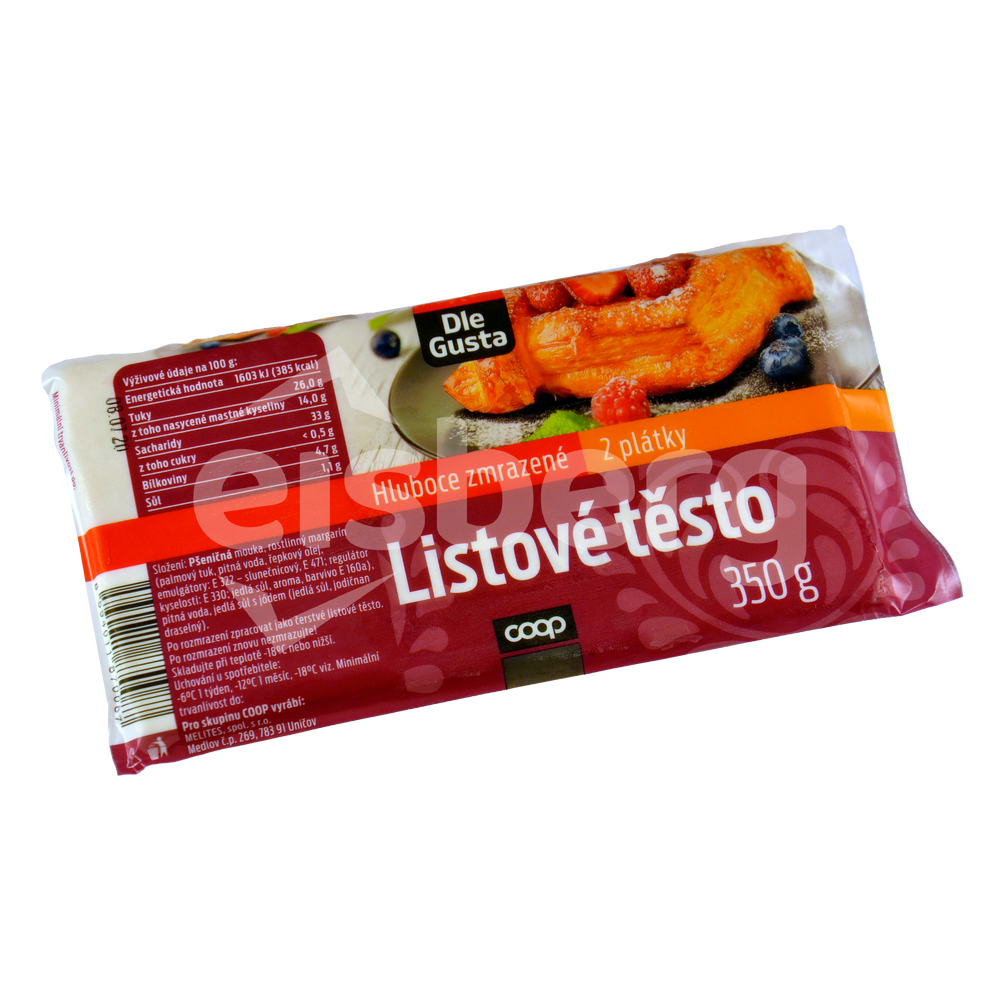 DLE GUSTA Listové těsto 350 g 2 plátky - zmrazené