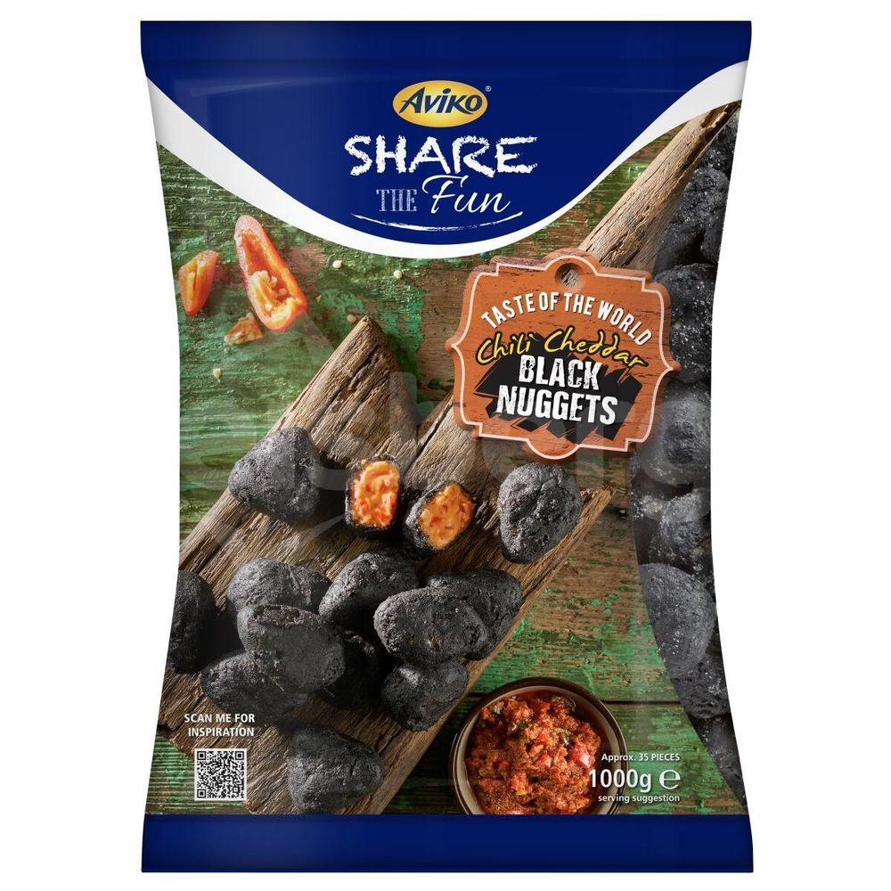 Aviko Čedarové černé pikantní nugety