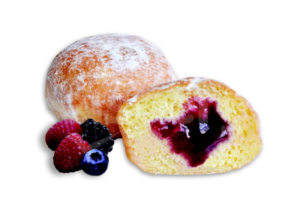 Mini koblížek s červeným ovocem - dopečeno