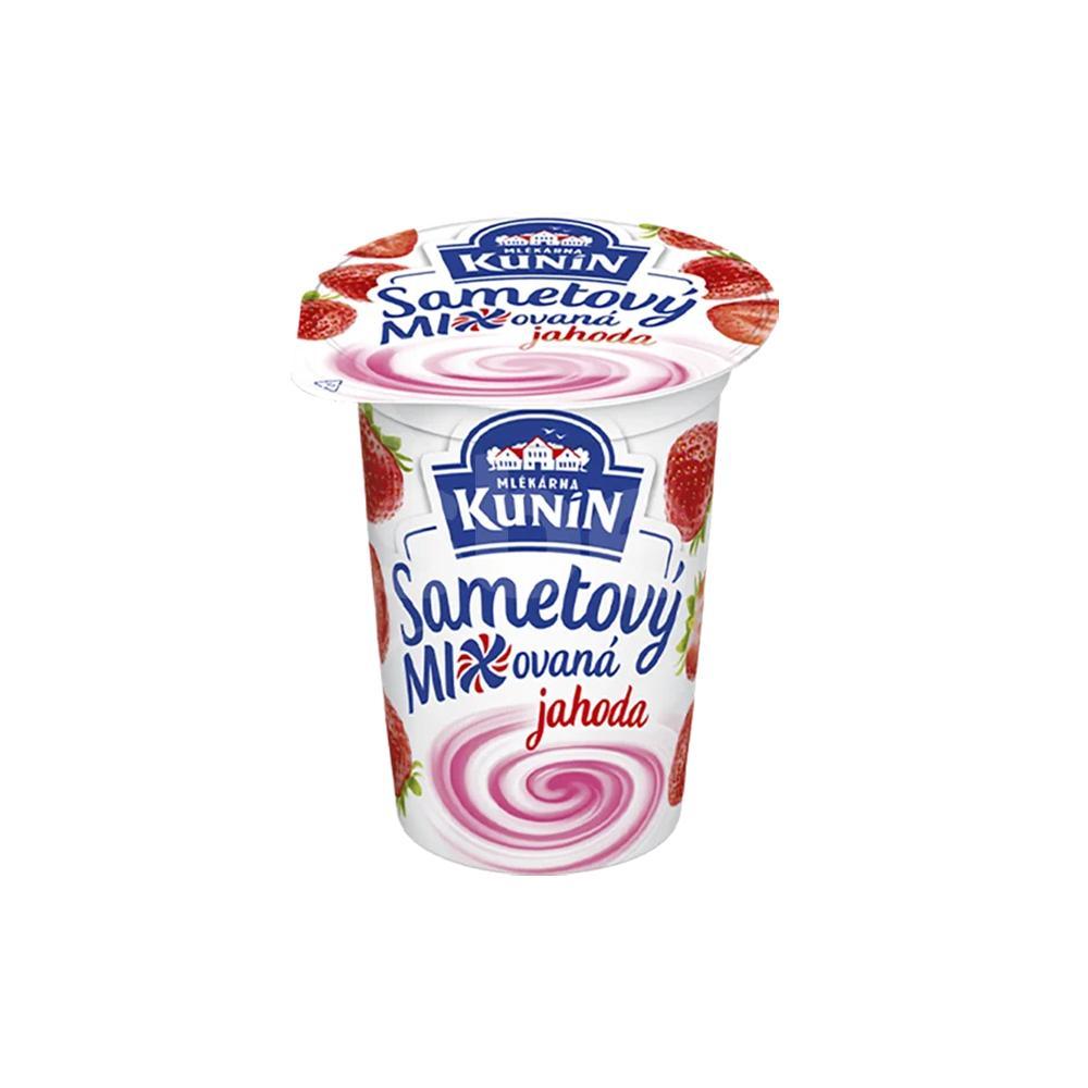 Sametový jogurt mixovaná jahoda Kunín