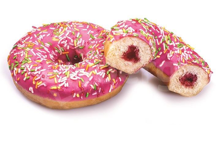 Donut s jahodovou náplní - dopečeno