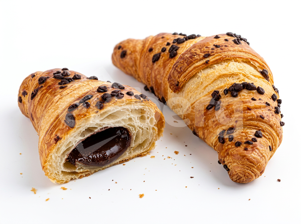 Croissant s lískooříškovou náplní a čokoládou