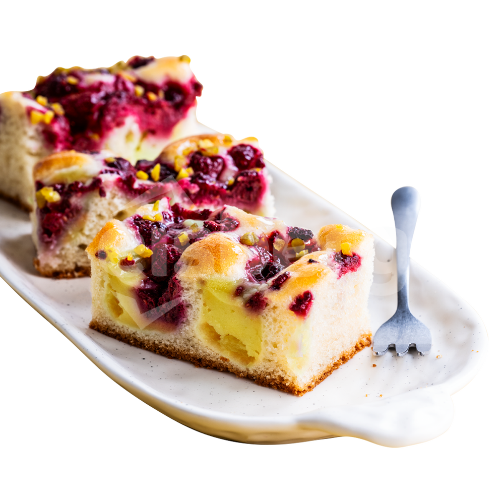 Malinový řez s pistáciemi - dopečeno